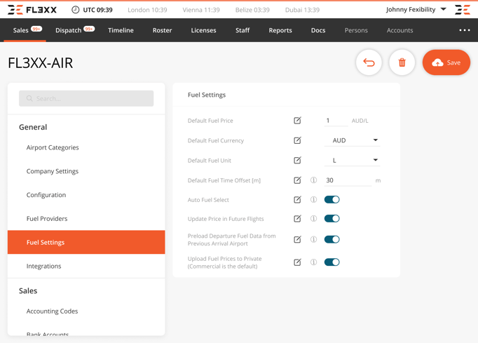 Fuel Settings